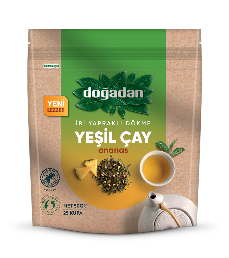 Doğadan İri Yapraklı Dökme Yeşil Çay Ananas 50 Gr