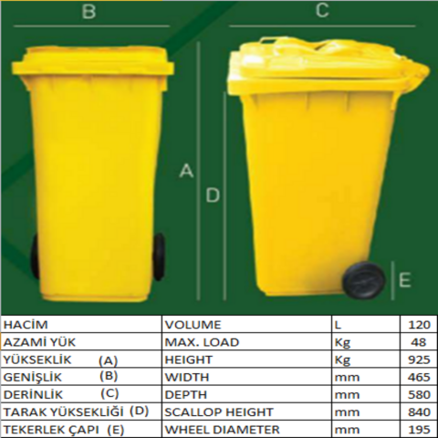 Konteyner 120 Lt Renkli