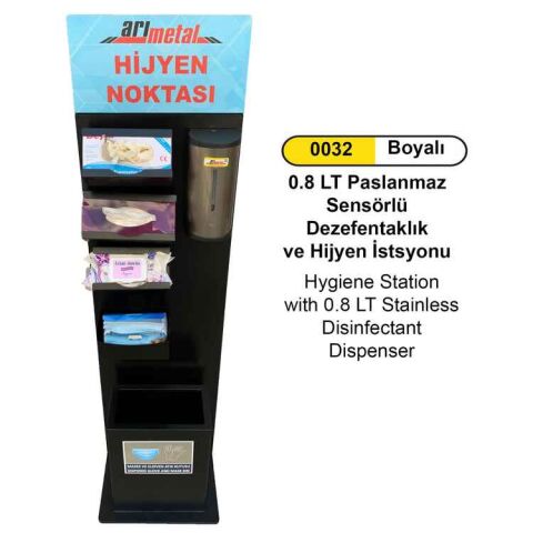 Hijyen İstasyonu Manuel Metal Dezenfektanlı Dar