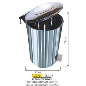 Pedallı Çöp Kovası Pasl. 95  Lt