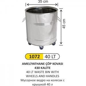Çöp Kovası Tekerlekli Kulplu 40 Lt