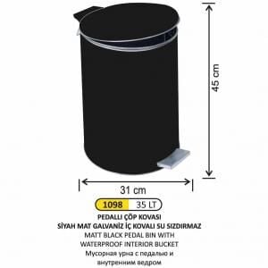 Galvaniz Boyalı Pedallı Çöp Kovası 35 Litre