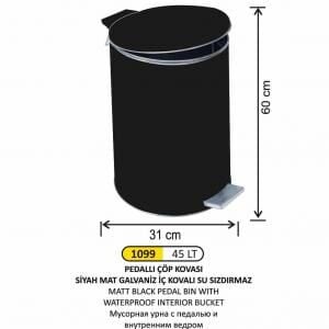 Galvaniz Boyalı Pedallı Çöp Kovası 40 Litre