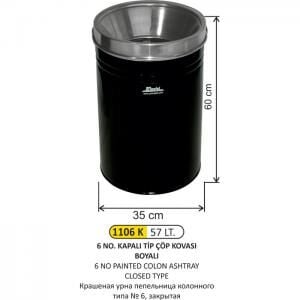 6 No Kolon Boyalı Çöp Kovası Kapalı Tip